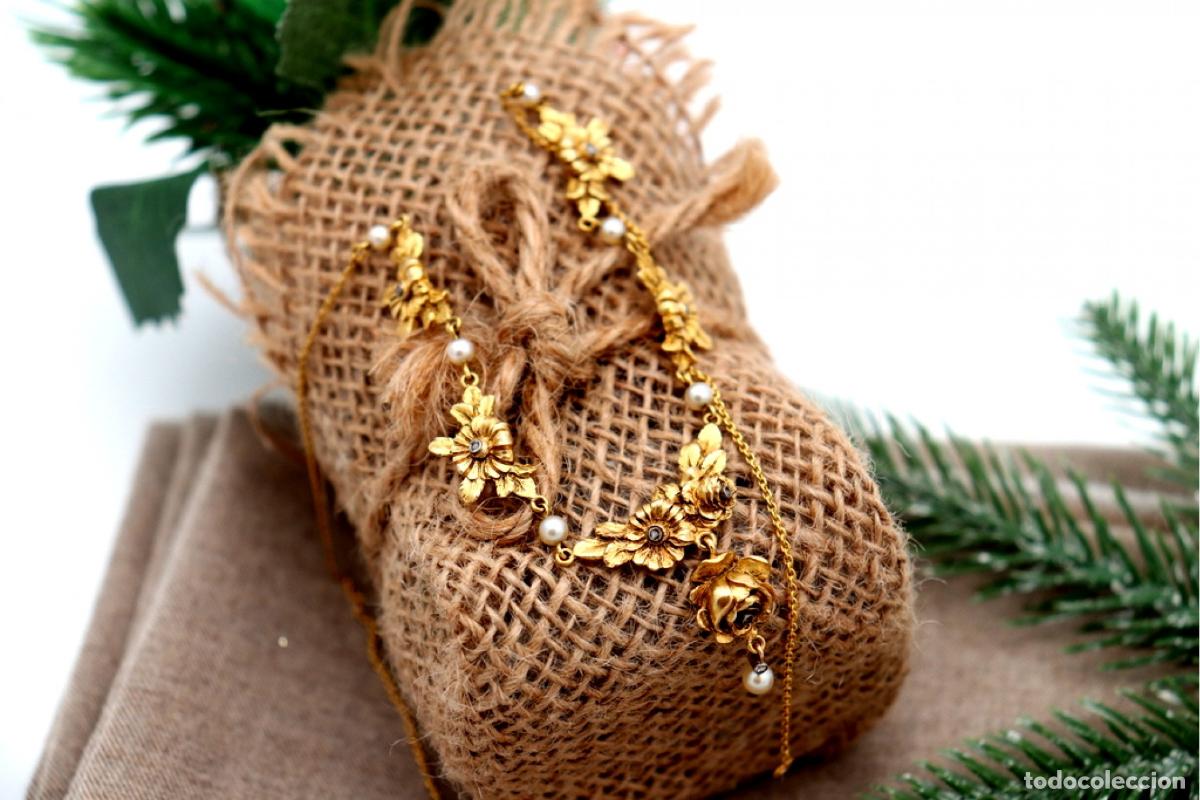 Joaillerie: Collar de oro de 19,2 quilates con perlas y diamantes