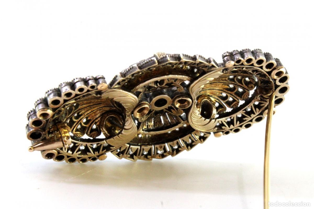 Joyeria: Broche de oro y plata de 18 quilates con diamantes. - Foto 2