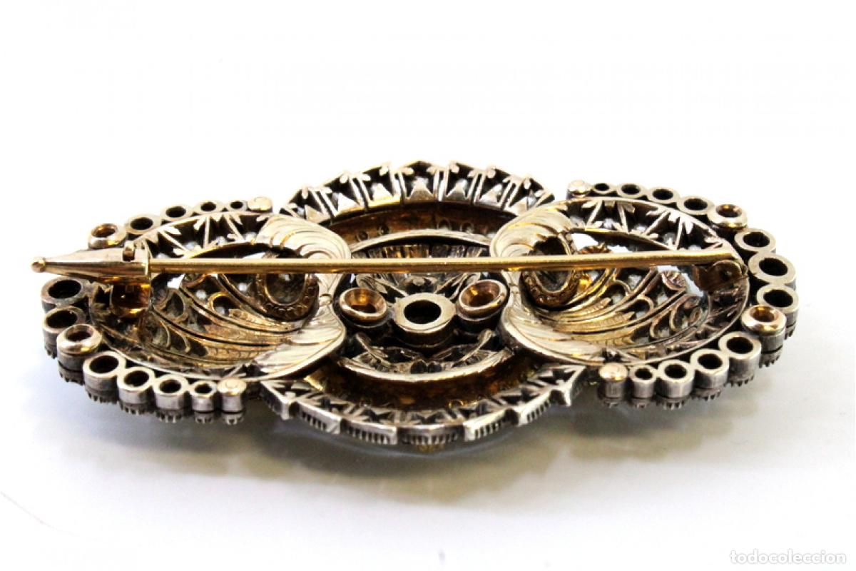 Joyeria: Broche de oro y plata de 18 quilates con diamantes. - Foto 5