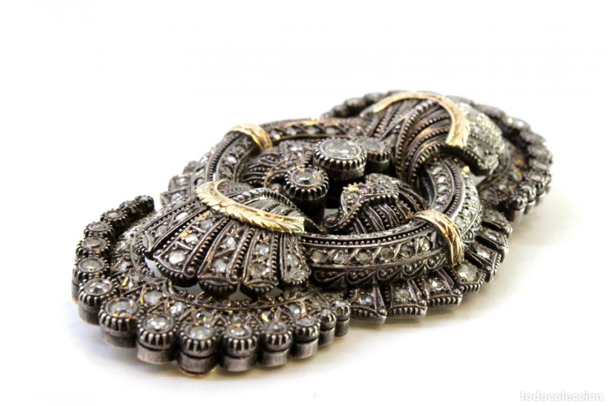 Joyeria: Broche de oro y plata de 18 quilates con diamantes. - Foto 6