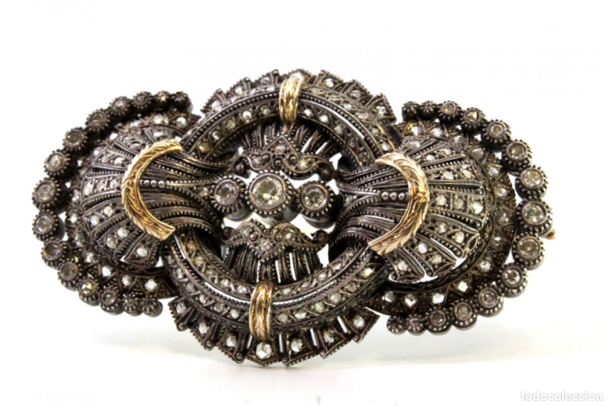 Joyeria: Broche de oro y plata de 18 quilates con diamantes. - Foto 7