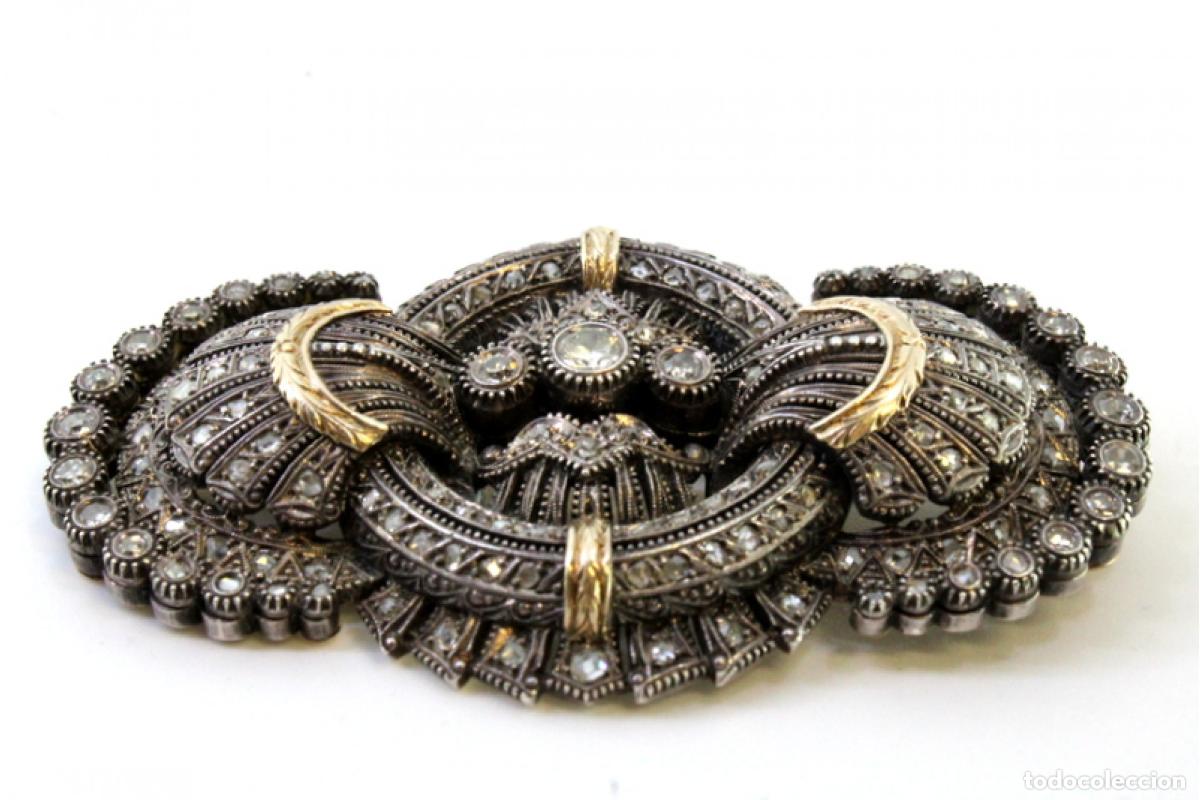 Joyeria: Broche de oro y plata de 18 quilates con diamantes. - Foto 8