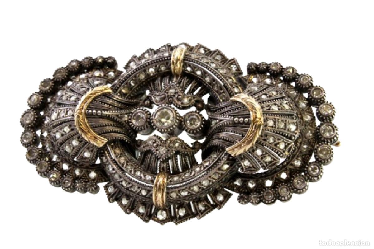 Joyeria: Broche de oro y plata de 18 quilates con diamantes. - Foto 1