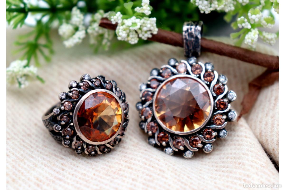 Schmuck: Conjunto de anillo y colgante, plata
