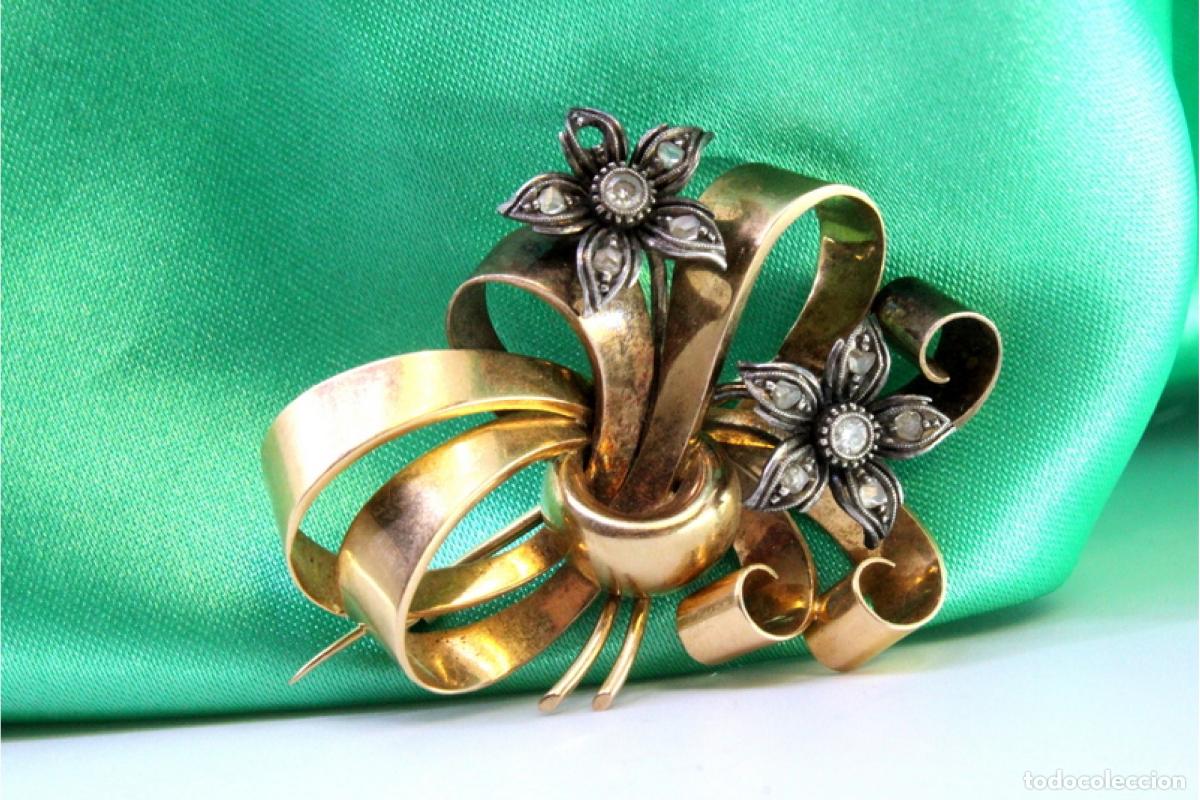 Joyeria: Broche de oro de 19,2 quilates con diamantes - Foto 1