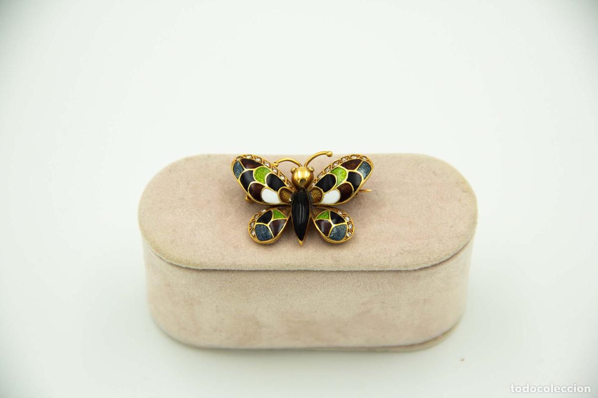 Gioielleria: Broche de mariposa de oro de 19,2 quilates con diamantes