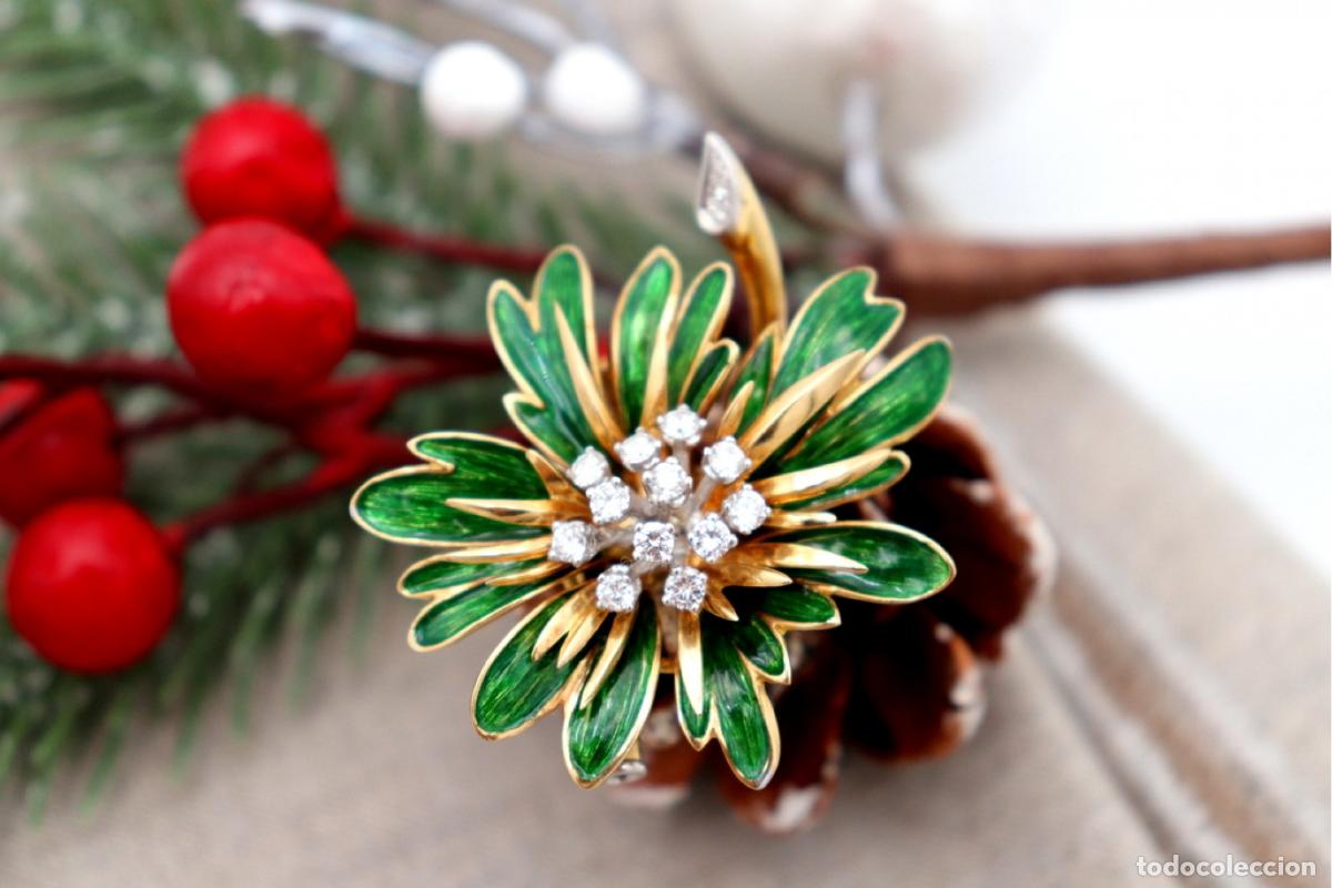 Joyeria: Broche de oro de 19,2 quilates con diamantes - Flor