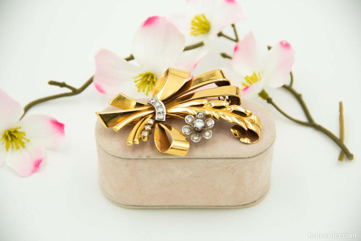 Joyeria: Broche de oro de 19,2 quilates con diamantes - Foto 1