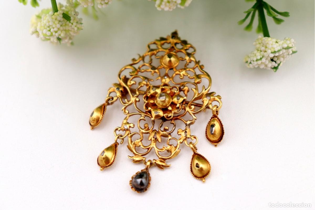Gioielleria: Broche de oro de 19,2 quilates con diamantes - Saquile