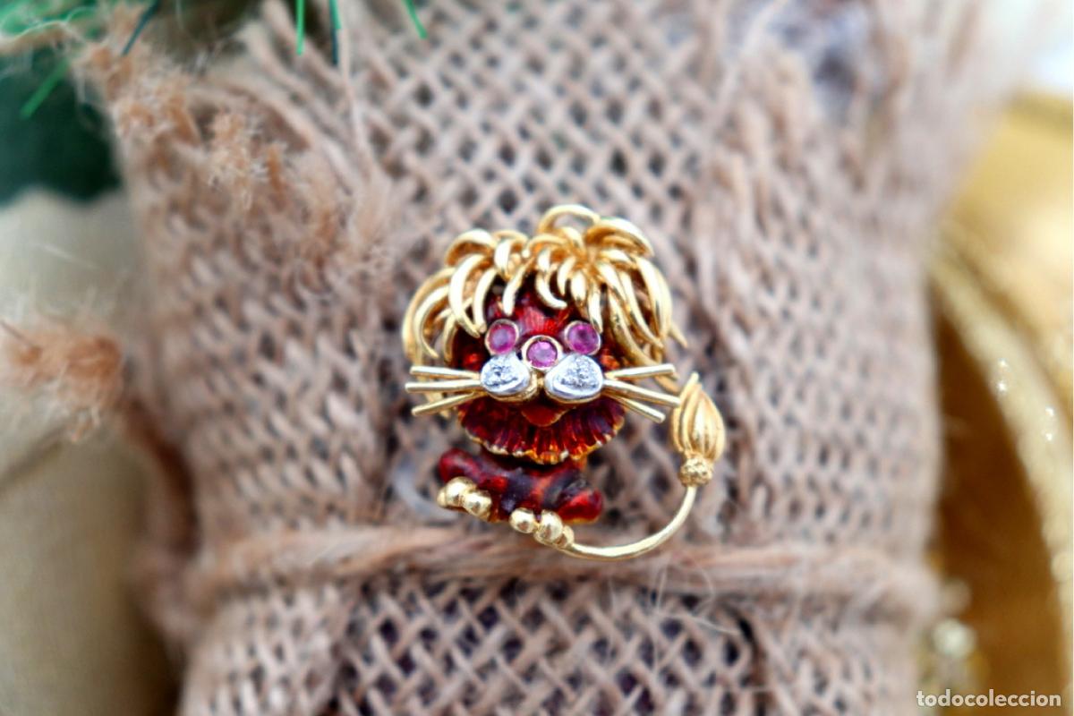 Joyeria: Broche de oro de 19,2 quilates con diamantes - Le&oacute;n - Foto 2
