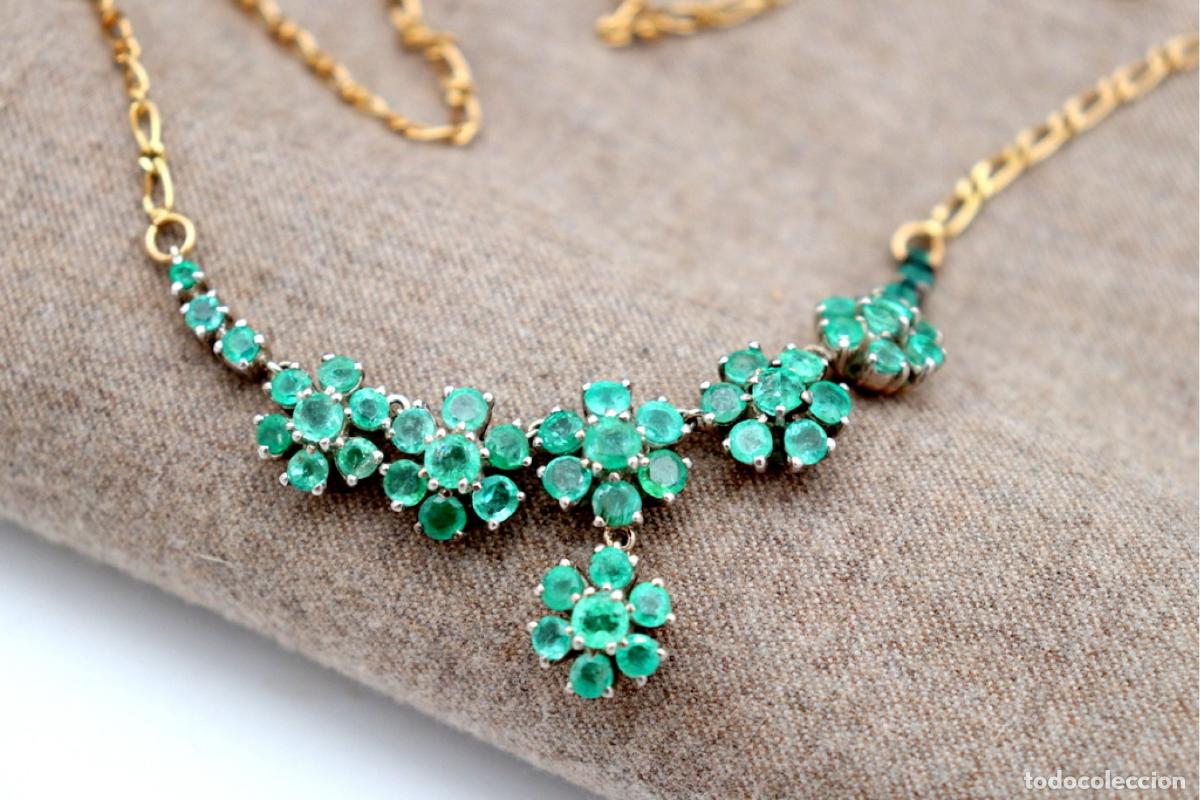 Joyeria: Gargantilla de oro de 18 quilates con esmeraldas - Foto 2