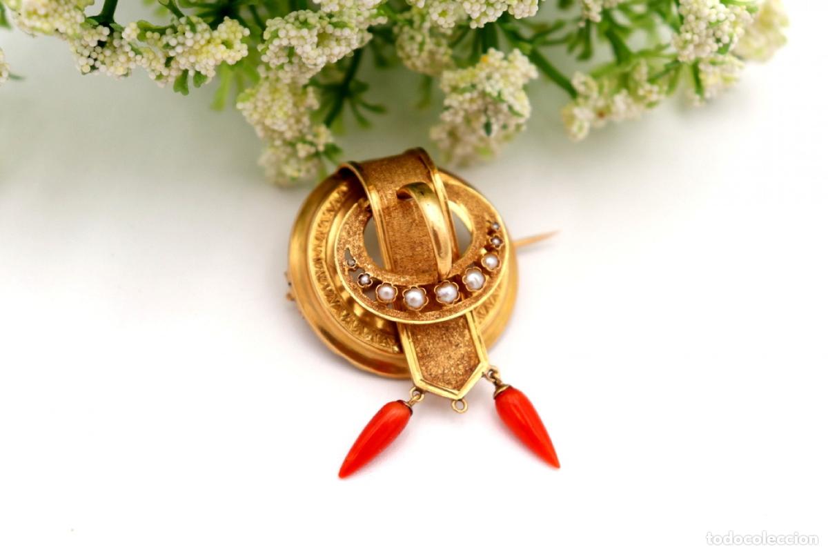 Joyeria: Broche de Oro 19,2K con perlas y coral. - Foto 1