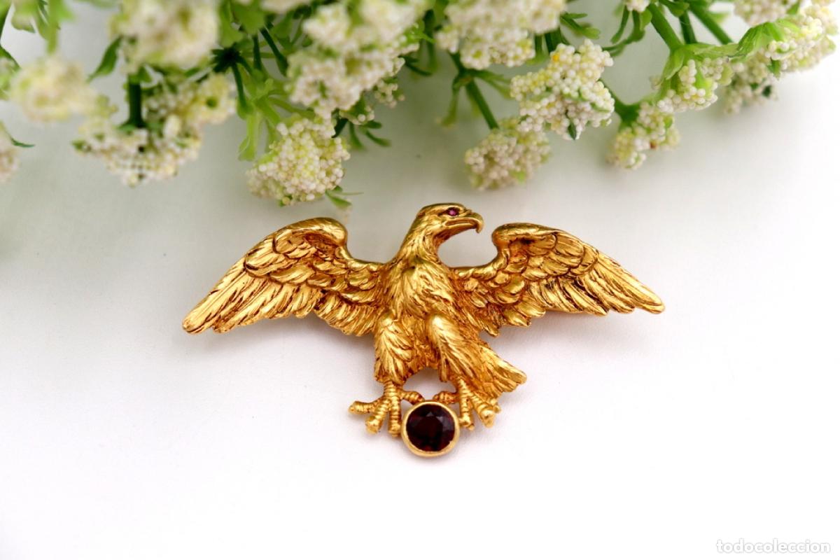 Joyeria: Broche de oro de 19,2 quilates con granates - &Aacute;guila - Foto 3