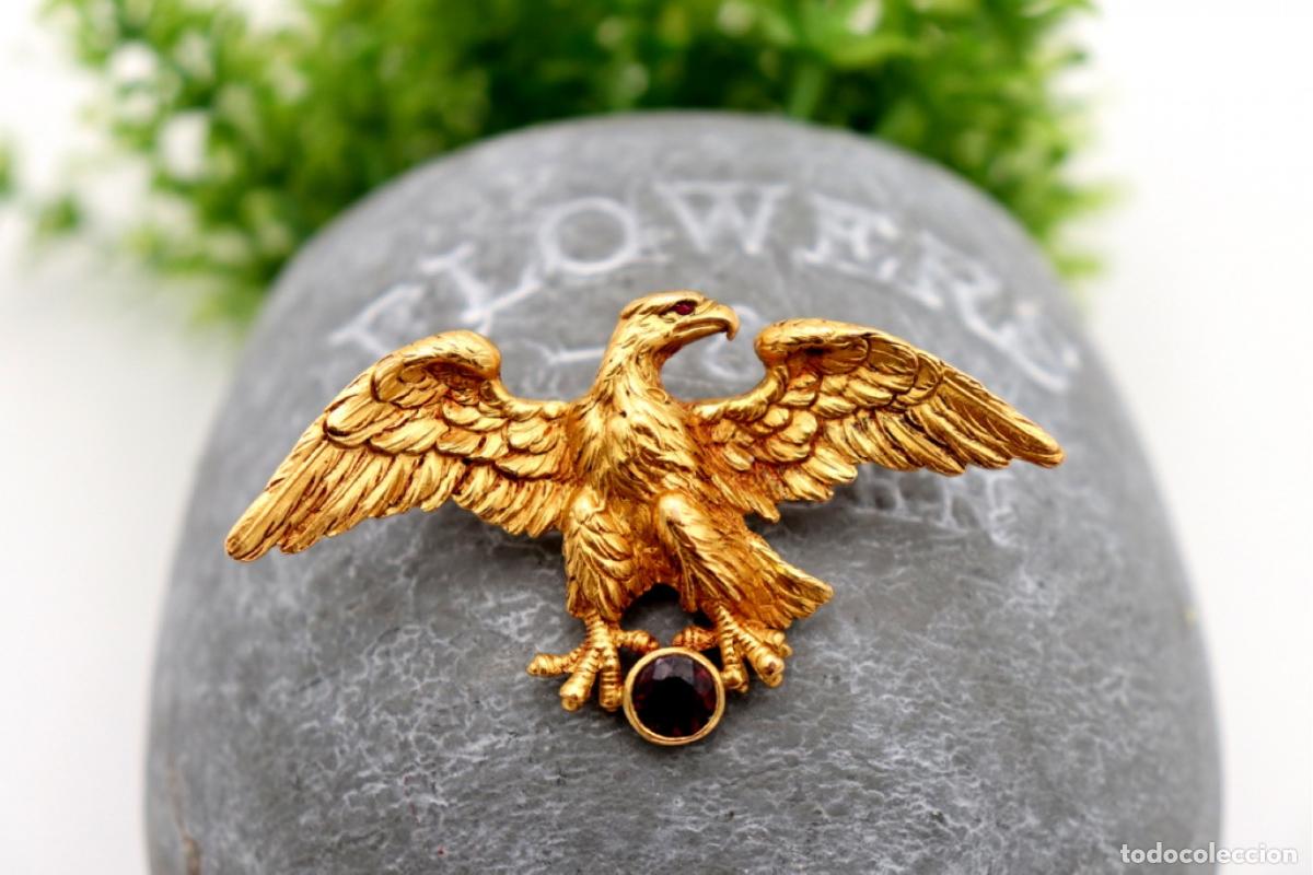 Joyeria: Broche de oro de 19,2 quilates con granates - &Aacute;guila - Foto 1