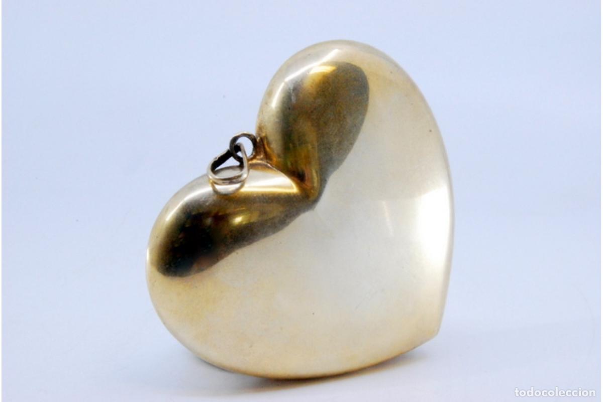 Joyeria: Colgante en forma de coraz&oacute;n en plata ba&ntilde;ada en oro. - Foto 7