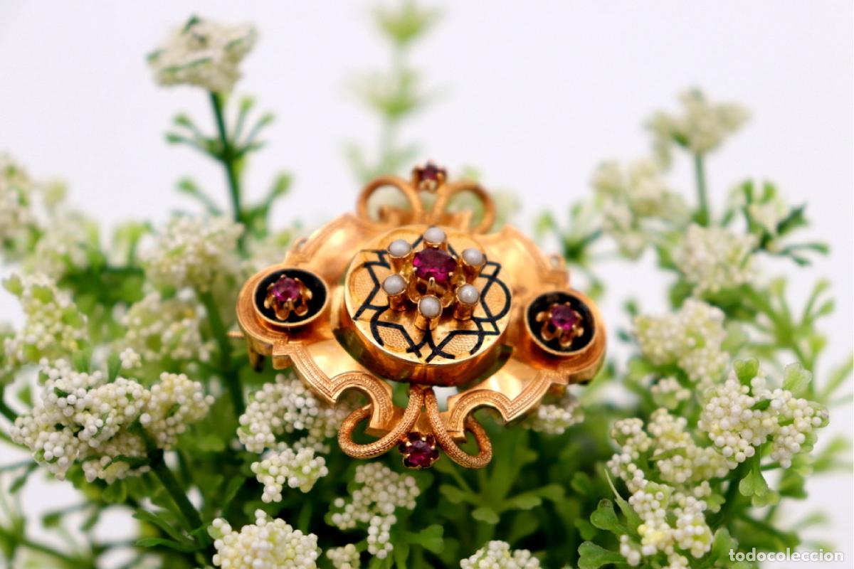 Joyeria: Broche de Oro de 19,2K con perlas y amatistas - Foto 2