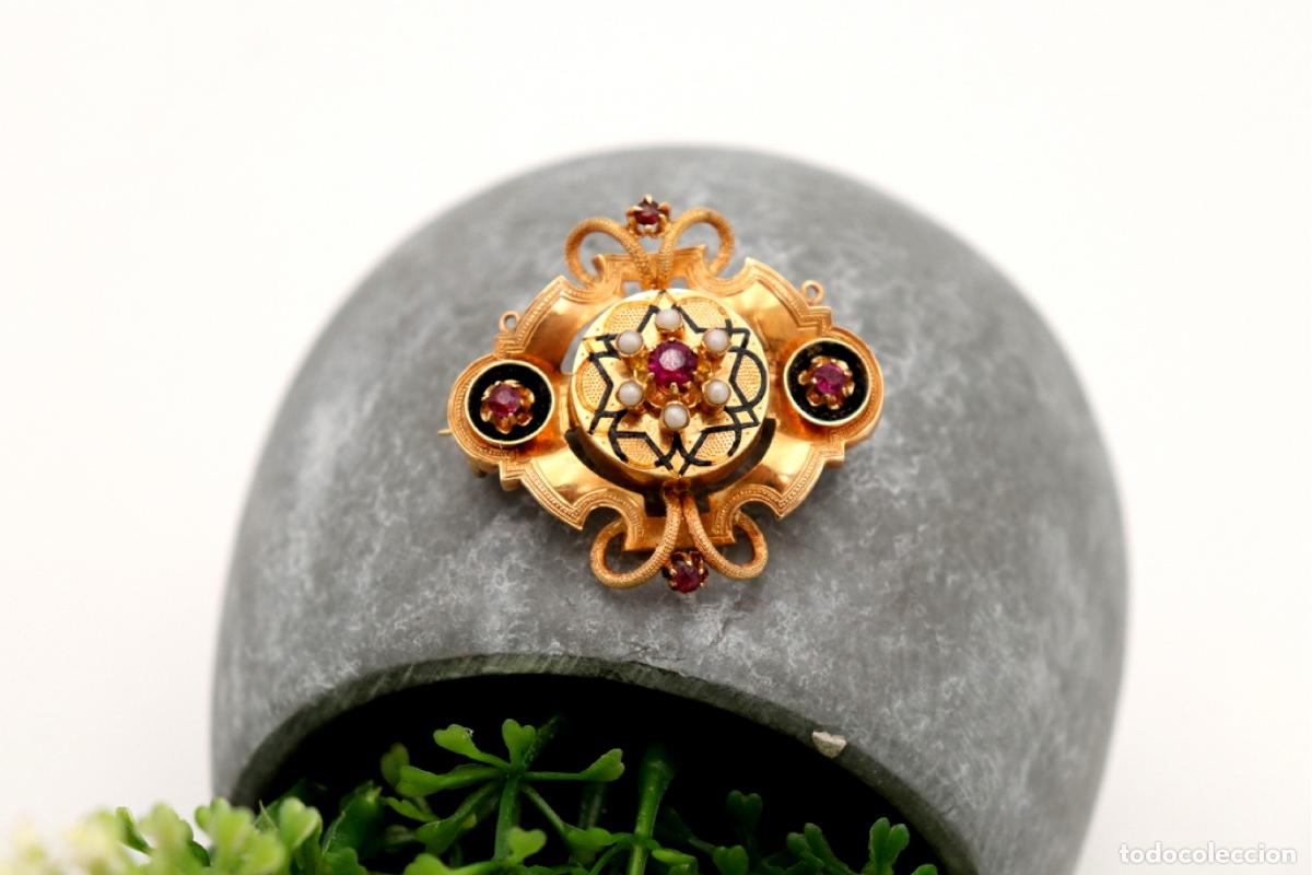 Joyeria: Broche de Oro de 19,2K con perlas y amatistas - Foto 3