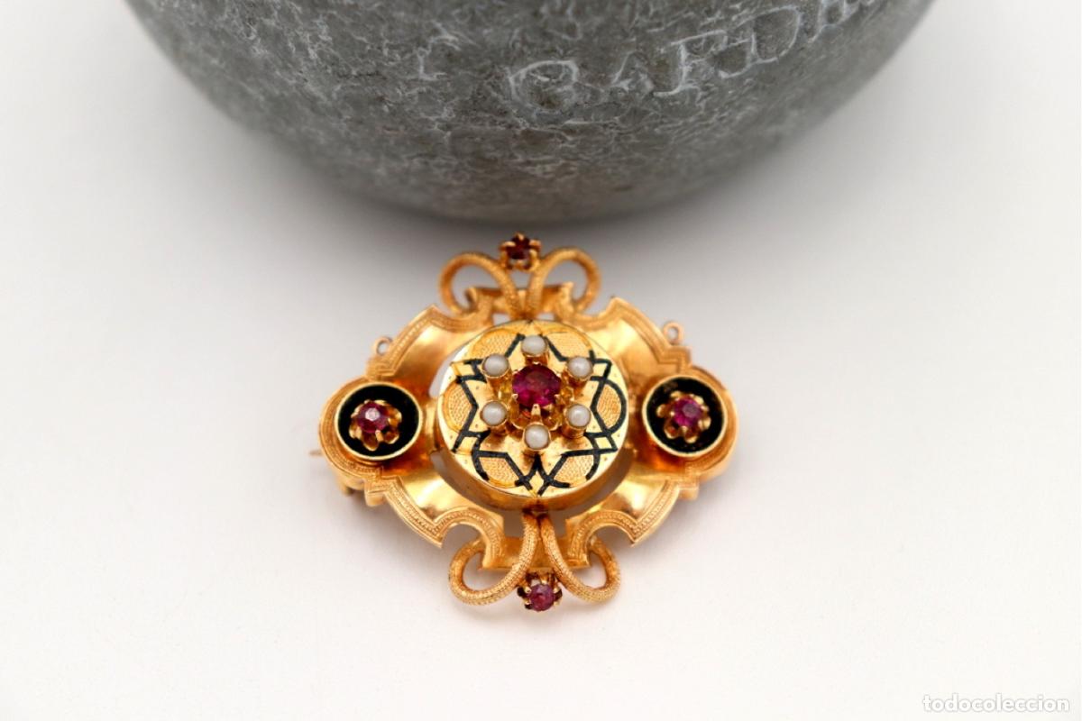 Joyeria: Broche de Oro de 19,2K con perlas y amatistas - Foto 5