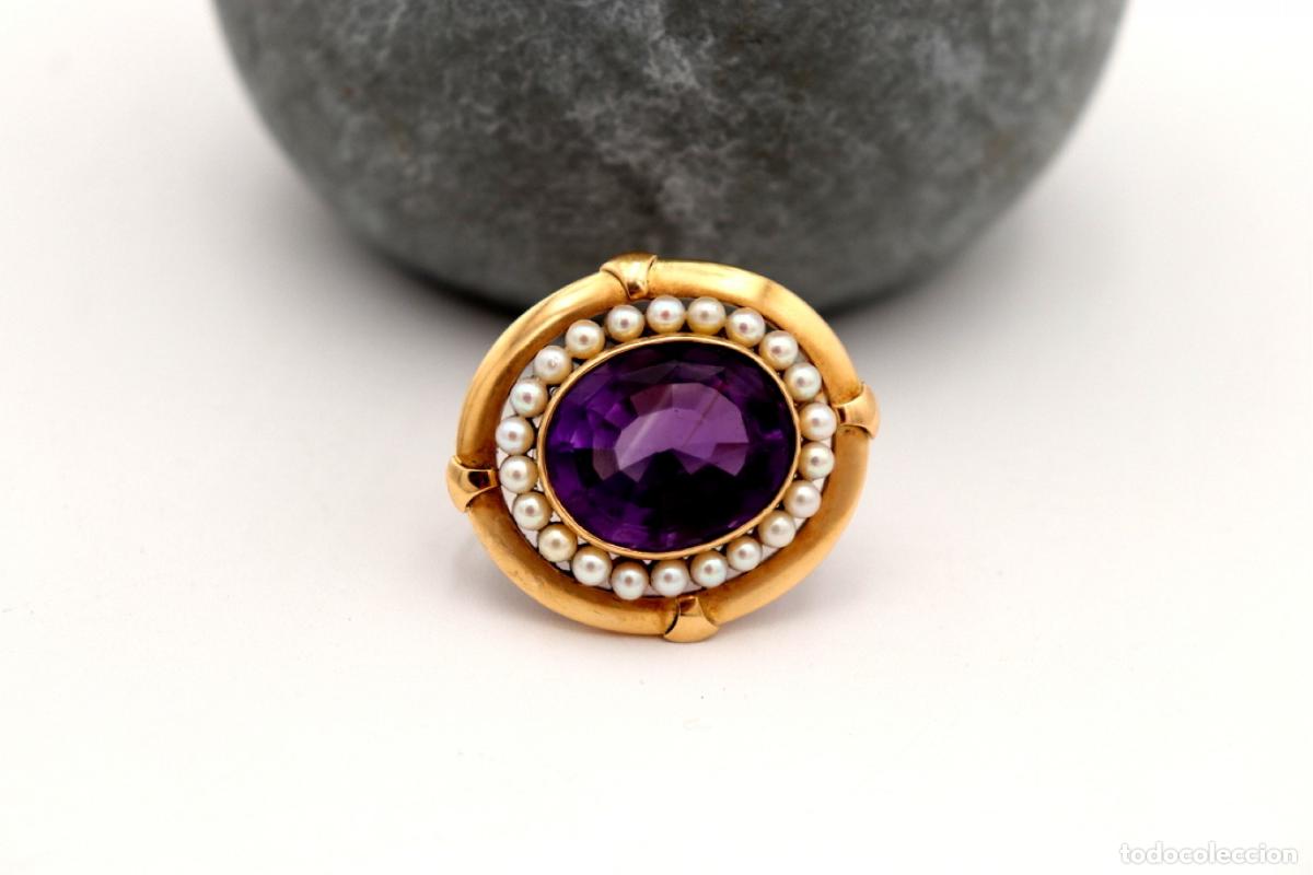 Joyeria: Broche de Oro 19,2K con perlas y amatista - Foto 6