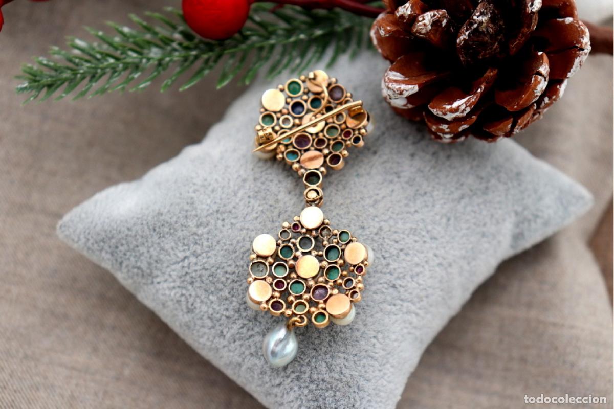 Joyeria: Broche de Oro de 19,2K con turquesas, perlas y diamantes - Foto 7