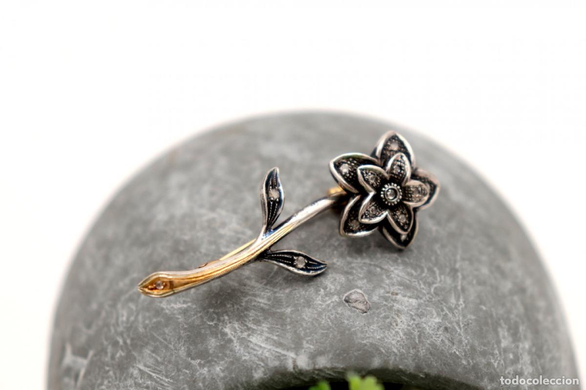 Joyeria: Broche en oro y plata de 19,2K con diamantes. - Foto 3