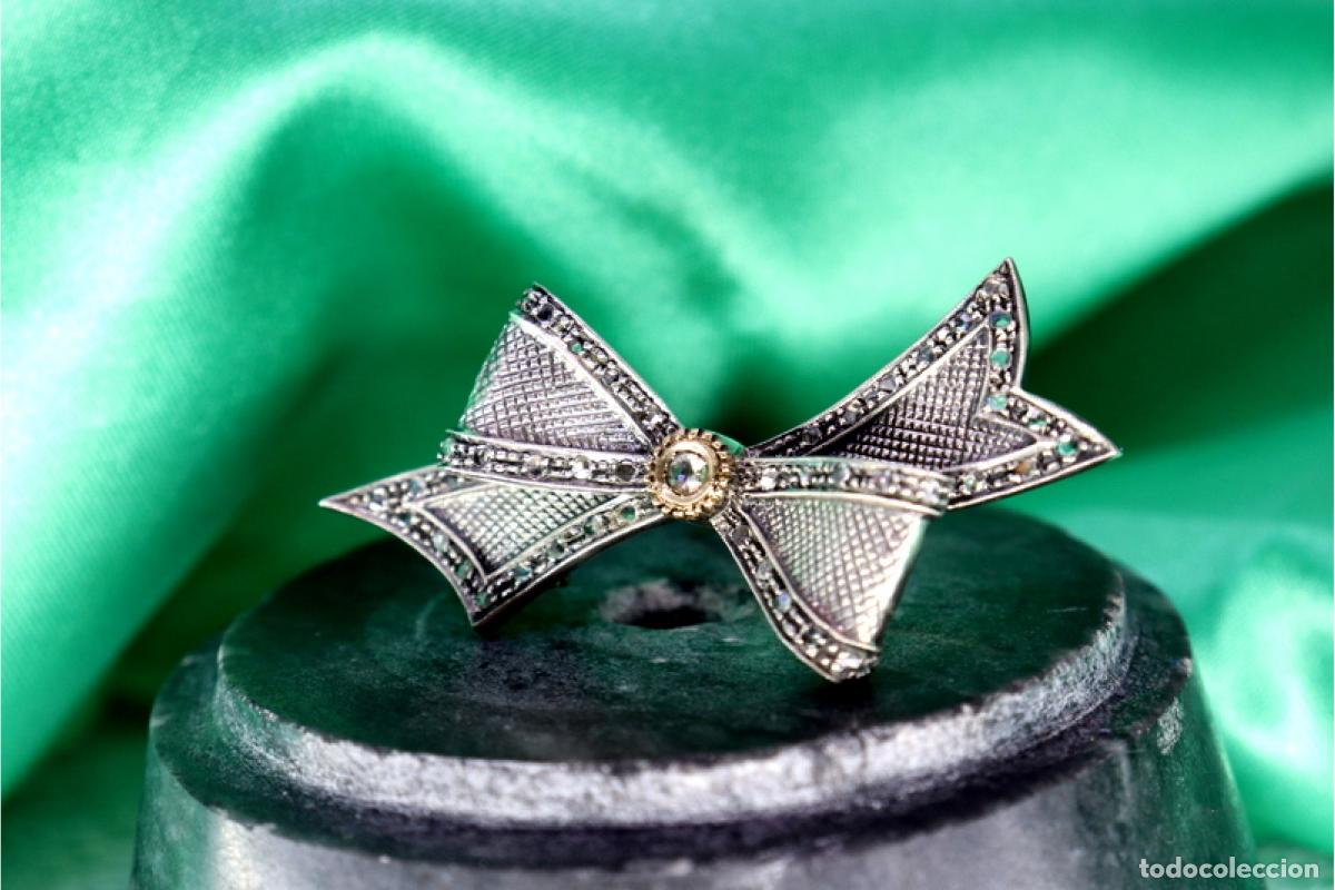 Gioielleria: Broche de Oro y Plata de 19,2 K con Diamantes - Lazo