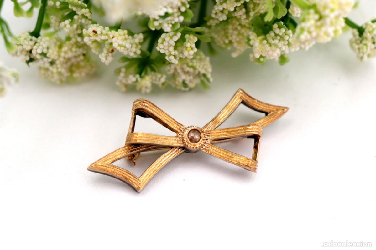 Joyeria: Broche en oro de 19,2K y plata con diamante. - Foto 1