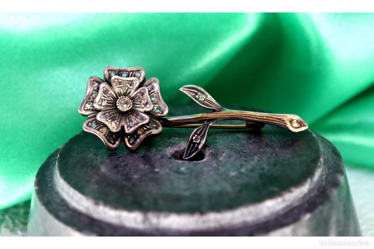 Joyeria: Broche en oro y plata de 19,2K con diamantes. - Foto 3