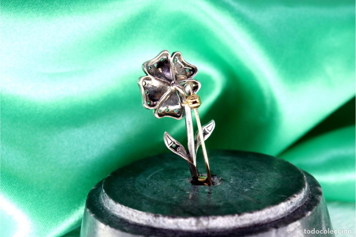 Joyeria: Broche en oro y plata de 19,2K con diamantes. - Foto 4