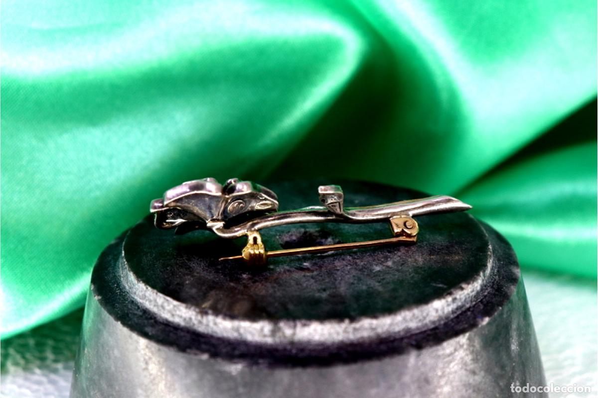 Joyeria: Broche en oro y plata de 19,2K con diamantes. - Foto 6