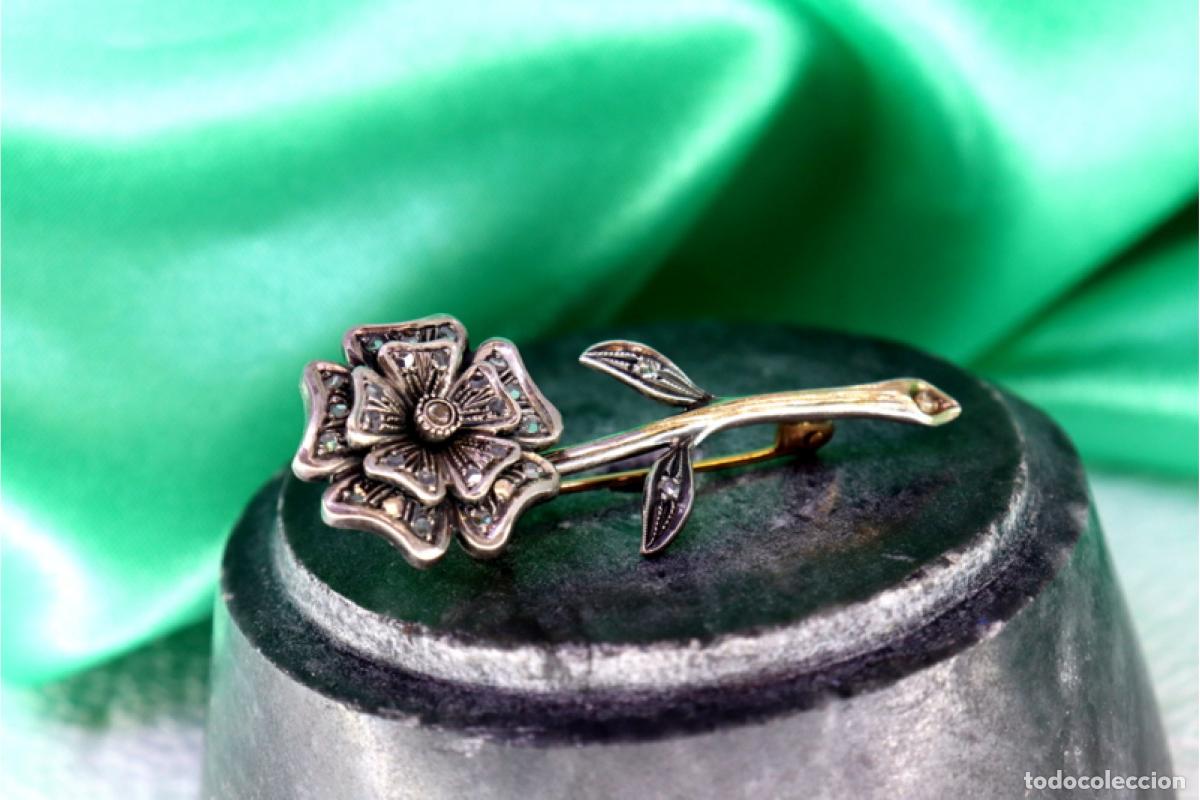 Joyeria: Broche en oro y plata de 19,2K con diamantes. - Foto 7
