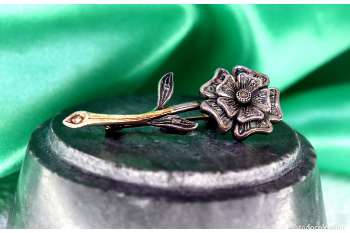 Joyeria: Broche en oro y plata de 19,2K con diamantes. - Foto 1