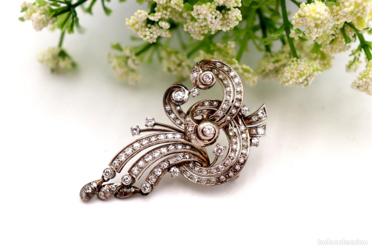 Joyeria: Broche de oro blanco de 19,2K con diamantes. - Foto 4