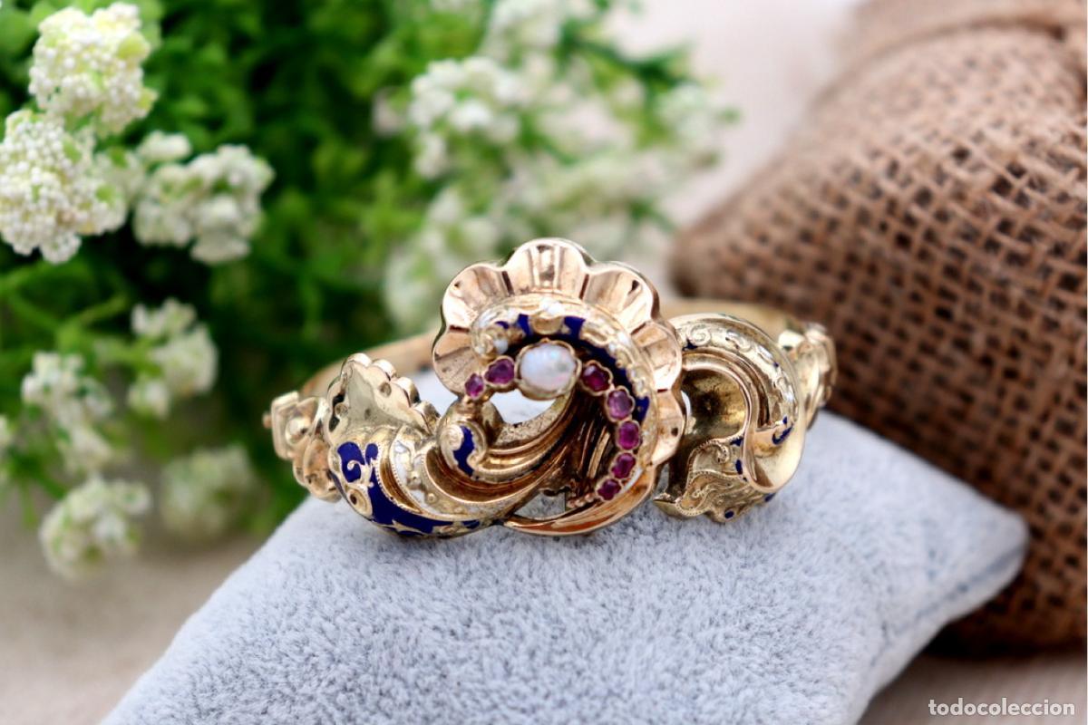 Joyeria: Pulsera de oro de 15 quilates con rub&iacute;es y perla - Foto 2