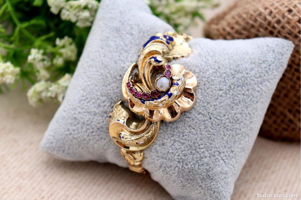 Joyeria: Pulsera de oro de 15 quilates con rub&iacute;es y perla - Foto 3