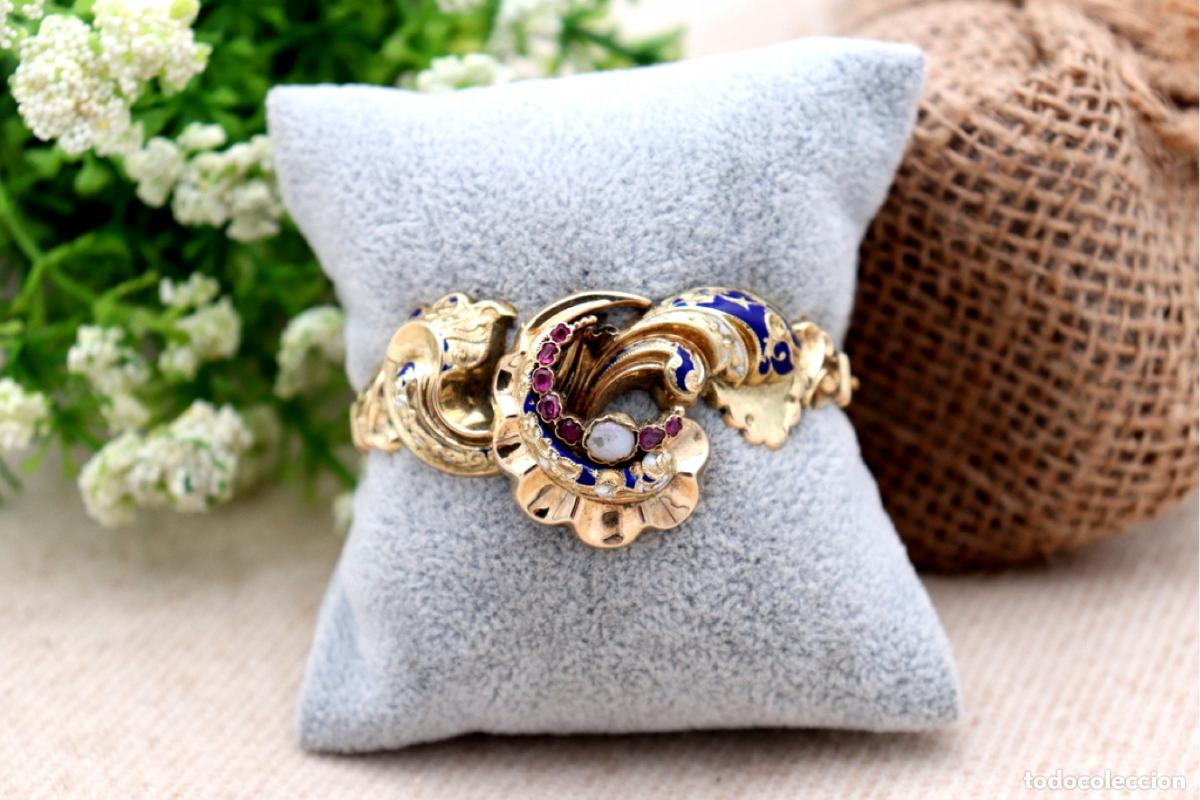 Joyeria: Pulsera de oro de 15 quilates con rub&iacute;es y perla - Foto 6
