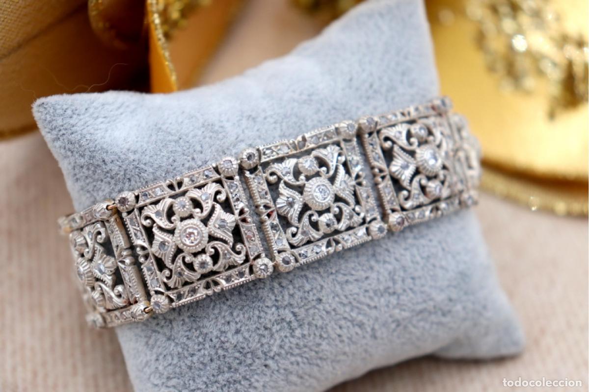 Joyeria: Pulsera de oro y plata de 18 quilates con diamantes - Art D&eacute;co