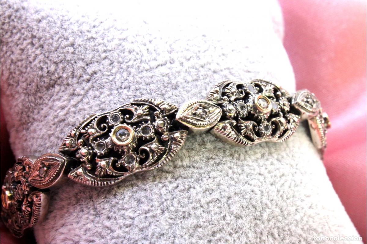 Joyeria: Pulsera en oro de 19,2K y plata con diamantes. - Foto 4