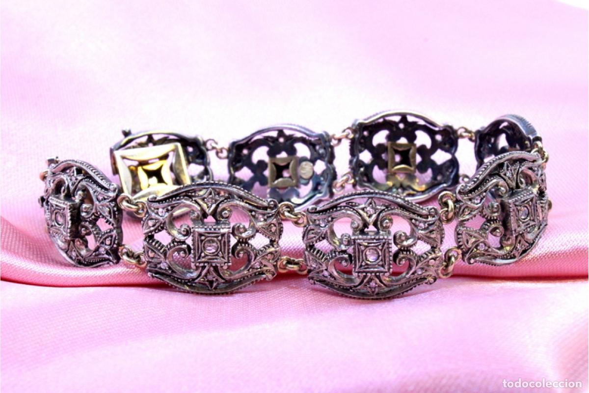Joyeria: Pulsera en oro de 19,2K y plata con diamantes. - Foto 4