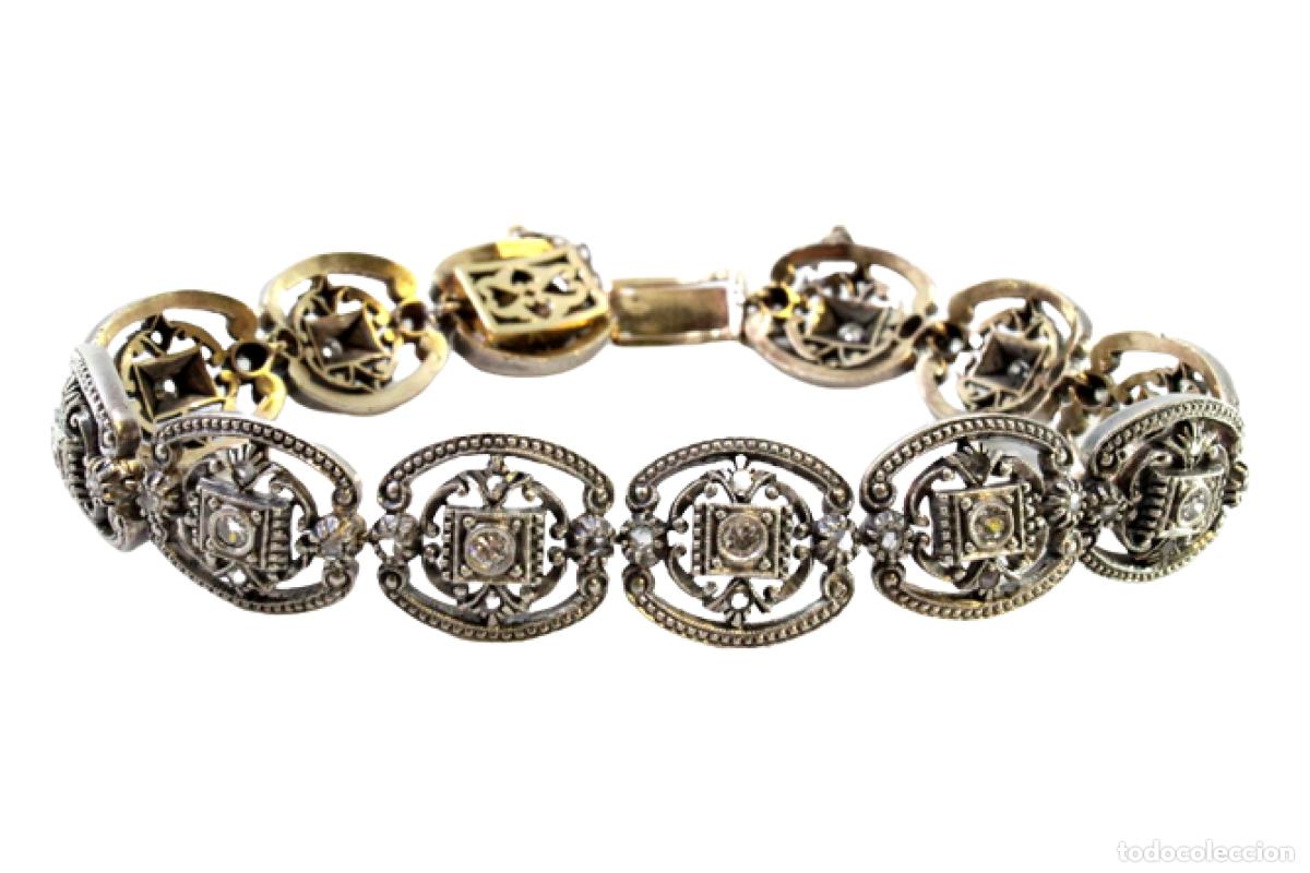 Joyeria: Pulsera de oro y plata de 19,2 quilates con diamantes - Art D&eacute;co