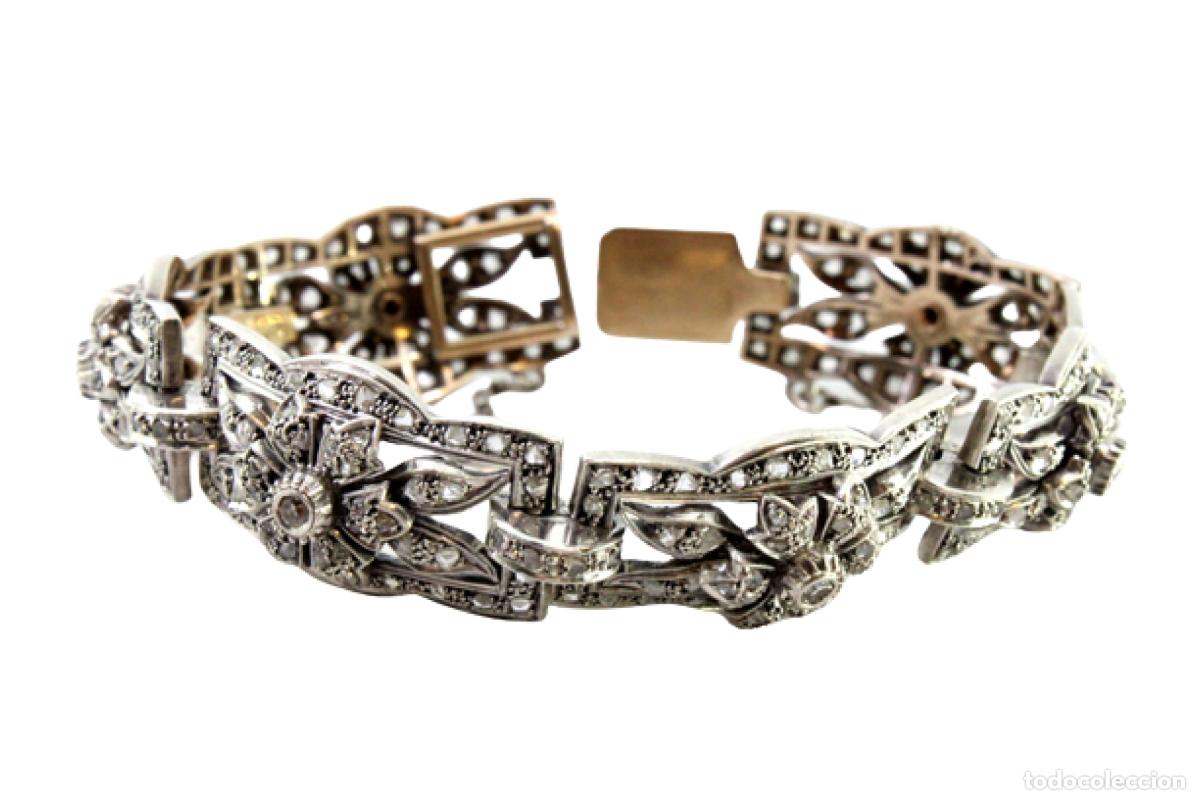 Joyeria: Pulsera de oro y plata de 19,2 quilates con diamantes - Art D&eacute;co