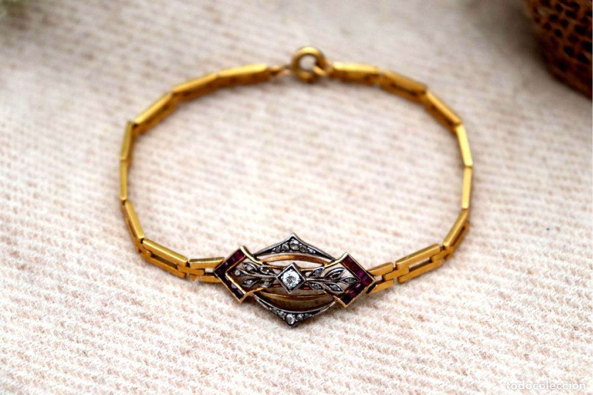 Joyeria: Pulsera en oro y plata de 19,2K con diamantes y rub&iacute;es. - Foto 2