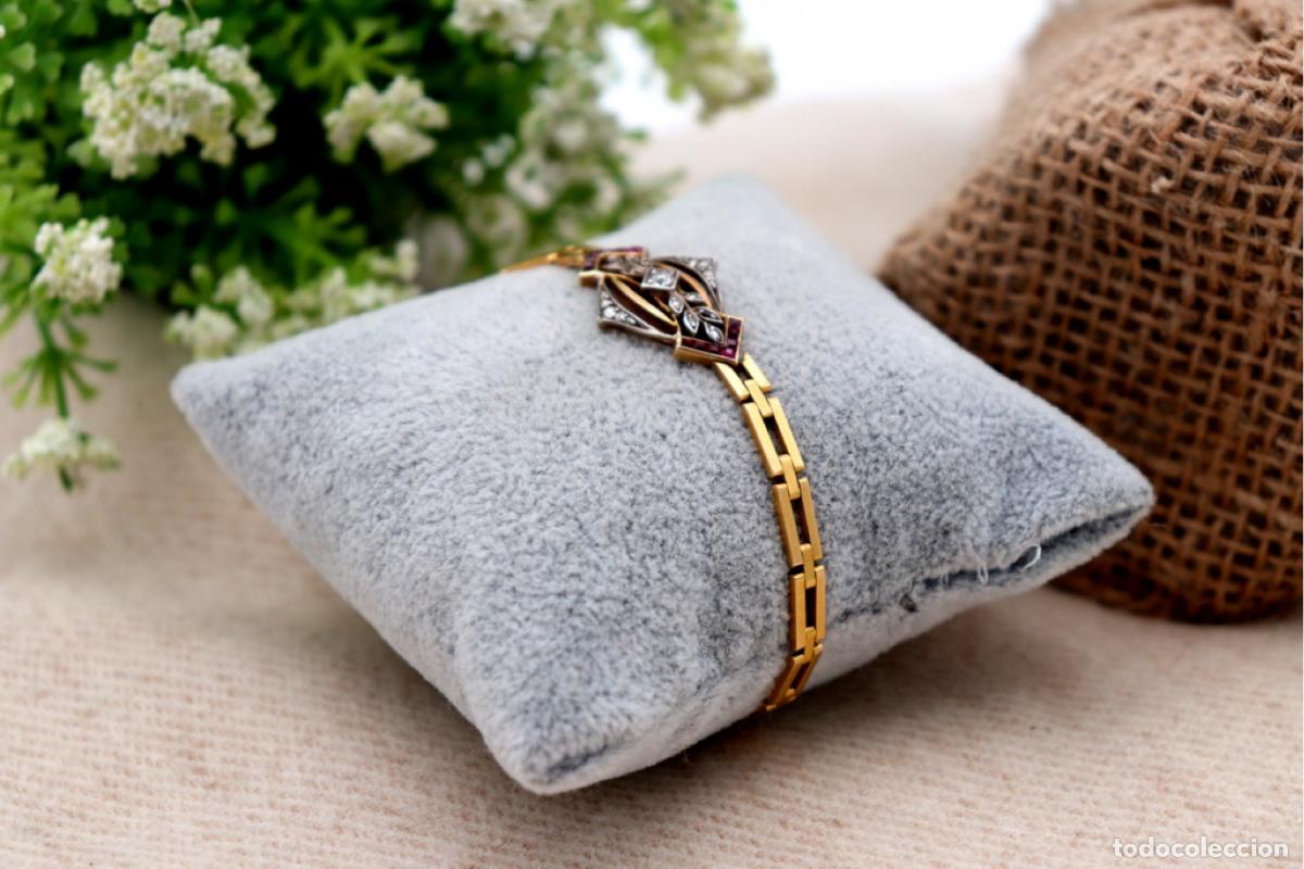 Joyeria: Pulsera en oro y plata de 19,2K con diamantes y rub&iacute;es. - Foto 3
