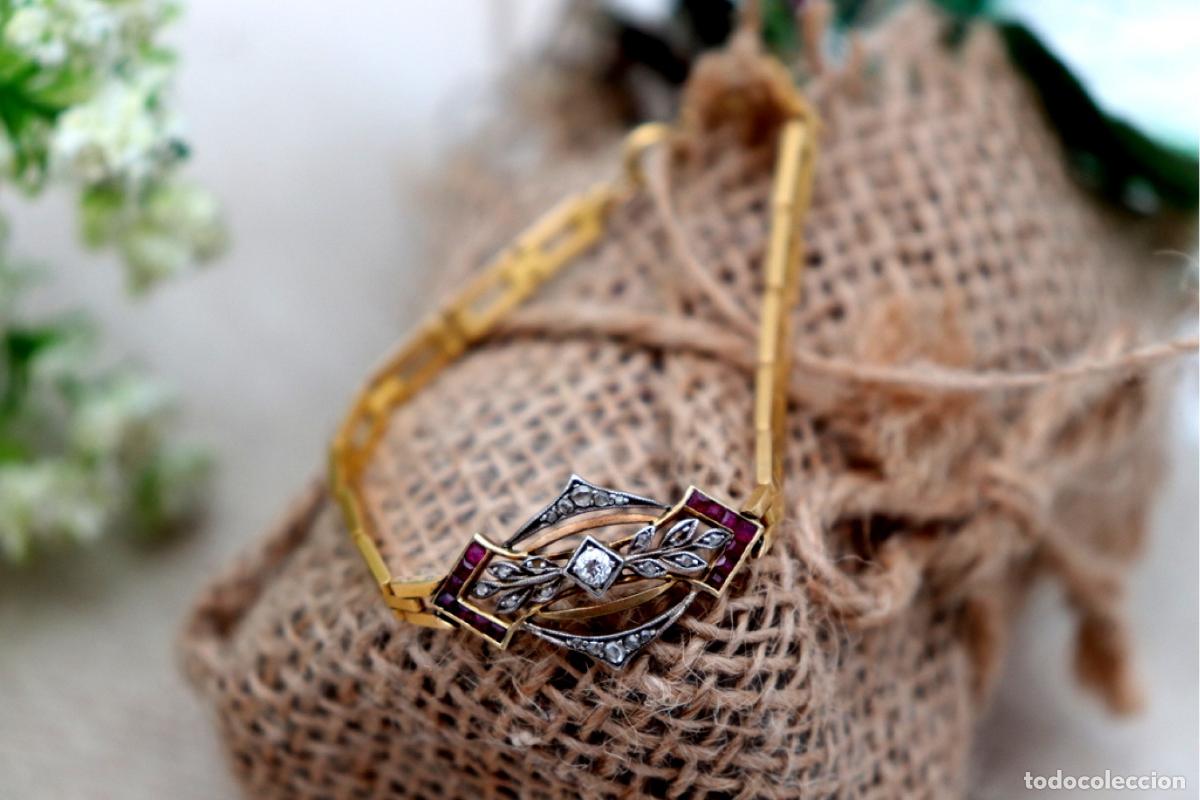 Joyeria: Pulsera en oro y plata de 19,2K con diamantes y rub&iacute;es. - Foto 4