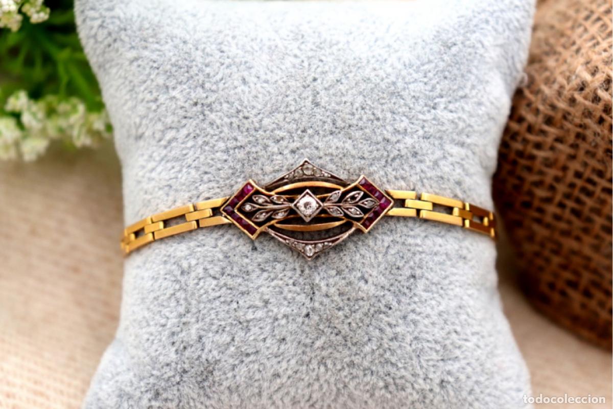 Joyeria: Pulsera en oro y plata de 19,2K con diamantes y rub&iacute;es. - Foto 5
