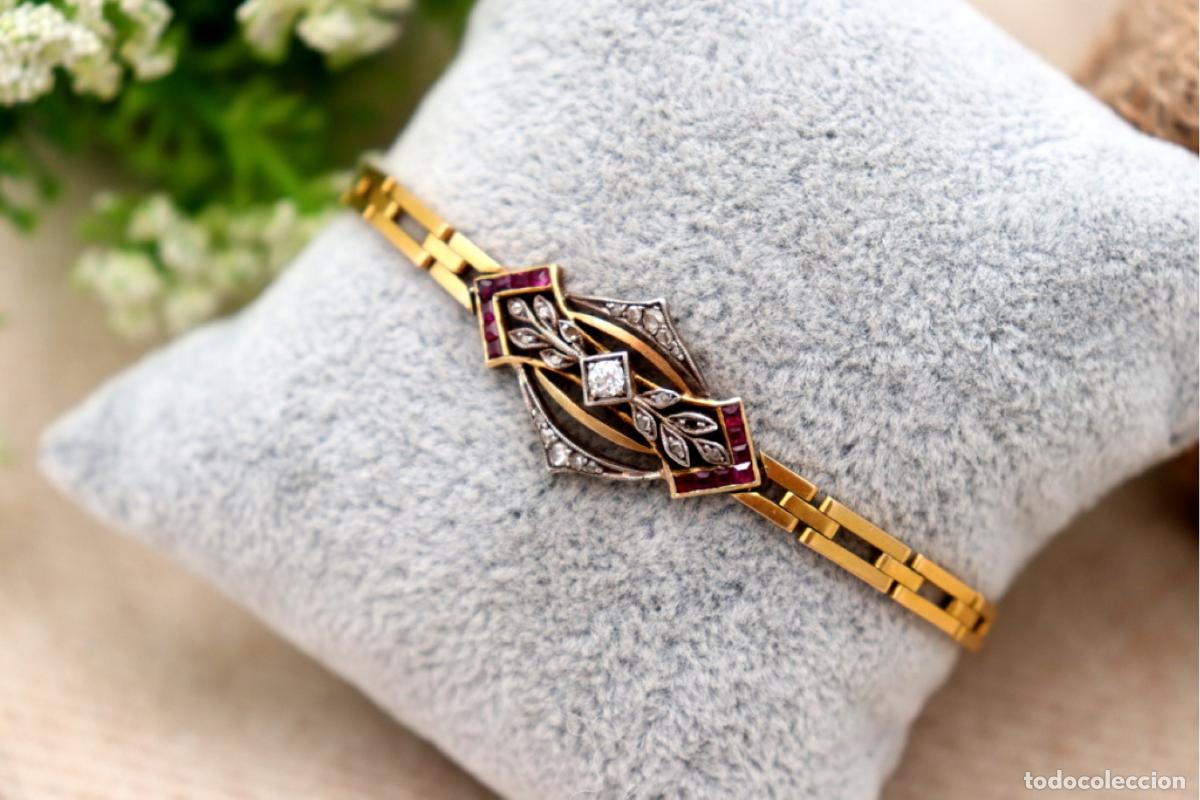Joyeria: Pulsera en oro y plata de 19,2K con diamantes y rub&iacute;es. - Foto 6