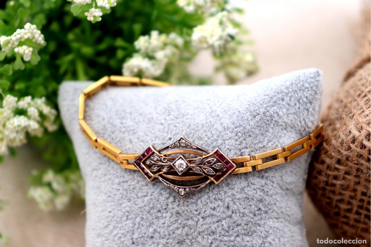 Joyeria: Pulsera en oro y plata de 19,2K con diamantes y rub&iacute;es. - Foto 7