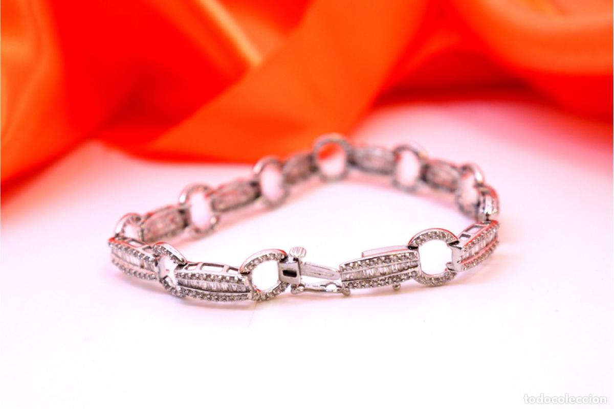 Joyeria: Pulsera de oro blanco de 15 quilates con diamantes. - Foto 4