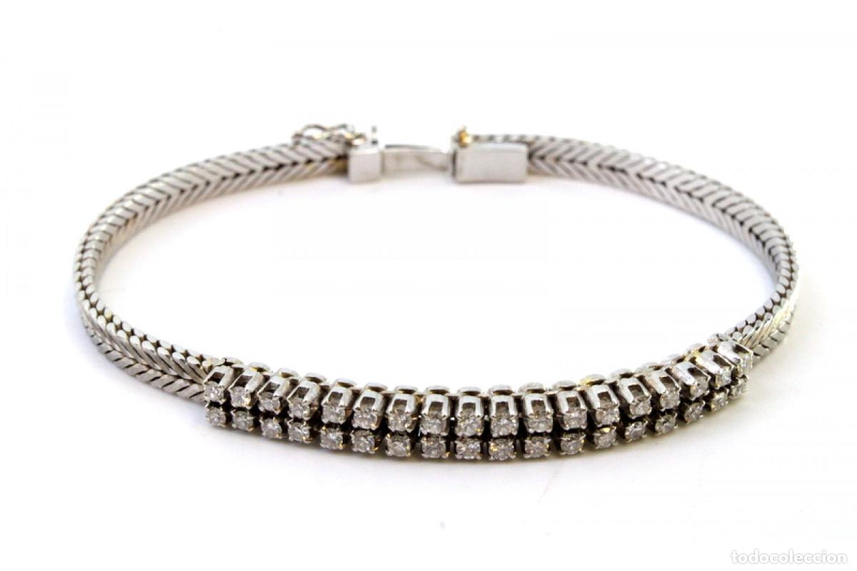 Joyeria: Pulsera de oro blanco de 19,2K con diamantes. - Foto 2