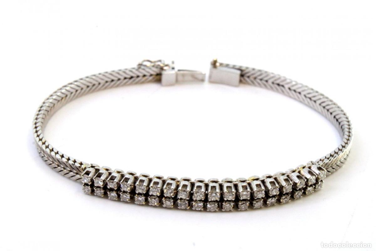 Joyeria: Pulsera de oro blanco de 19,2K con diamantes. - Foto 4
